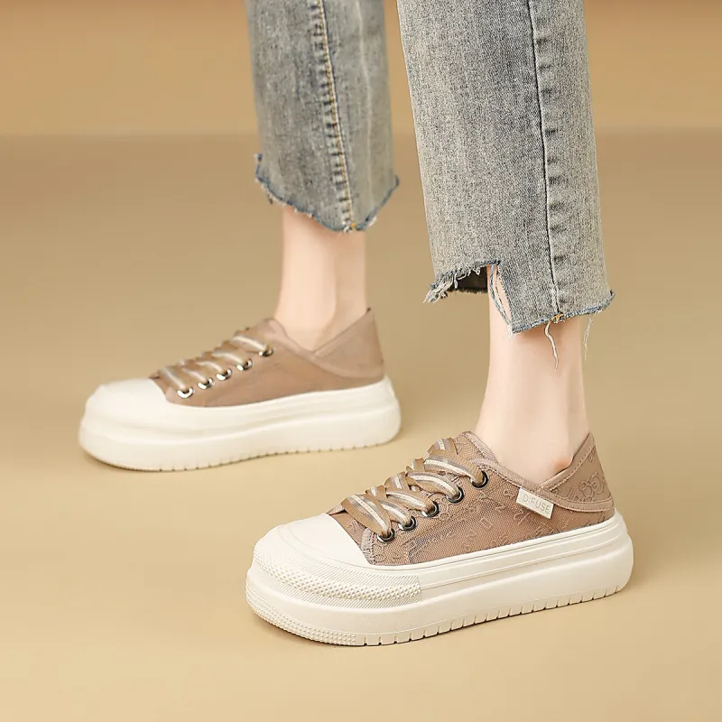 D:FUSE SCANDINAVIA Flat Shoes White Sneakers Anti-Slip And Wear-Resistant Lightweight Low-Top Skateboard Shoes Women's-10