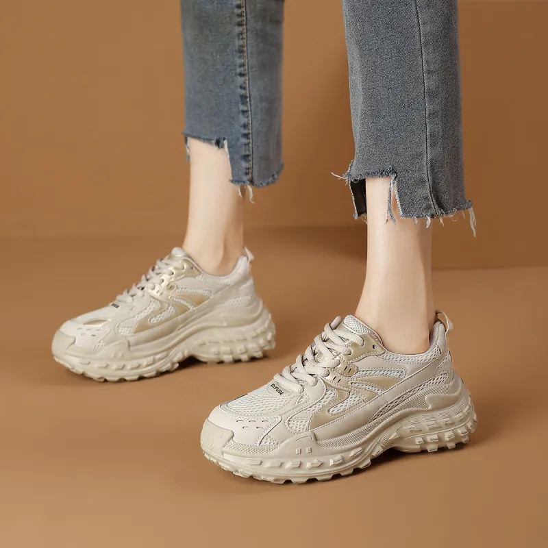 D:FUSE SCANDINAVIA Wear-Resistant Breathable Lightweight Height Increasing Low-Top Chunky Sneakers Women's-44