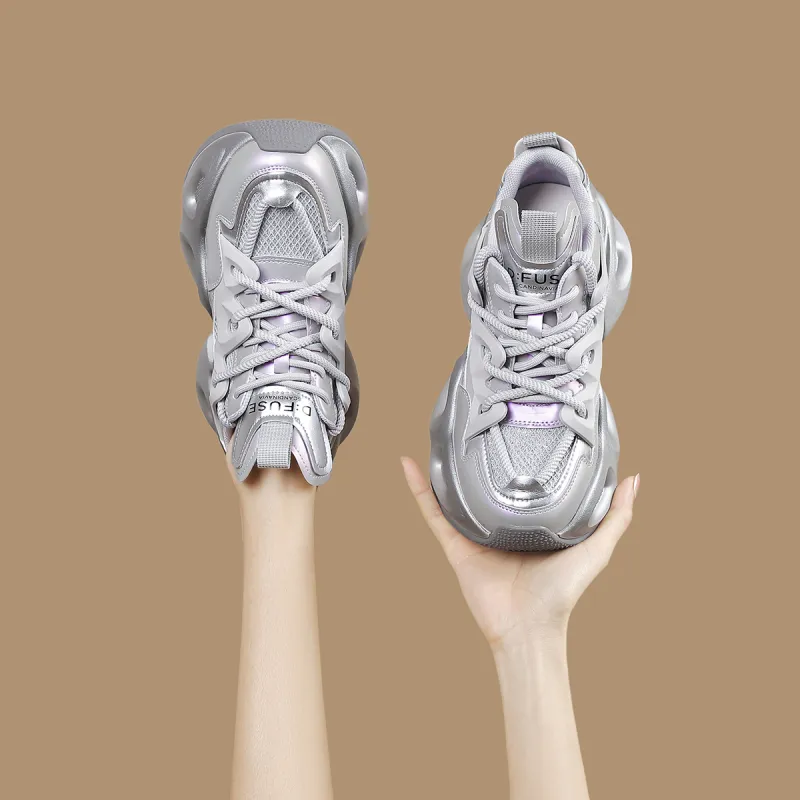 D:FUSE SCANDINAVIA Anti-Slip And Wear-Resistant Breathable Low-Top Chunky Sneakers Women's-4