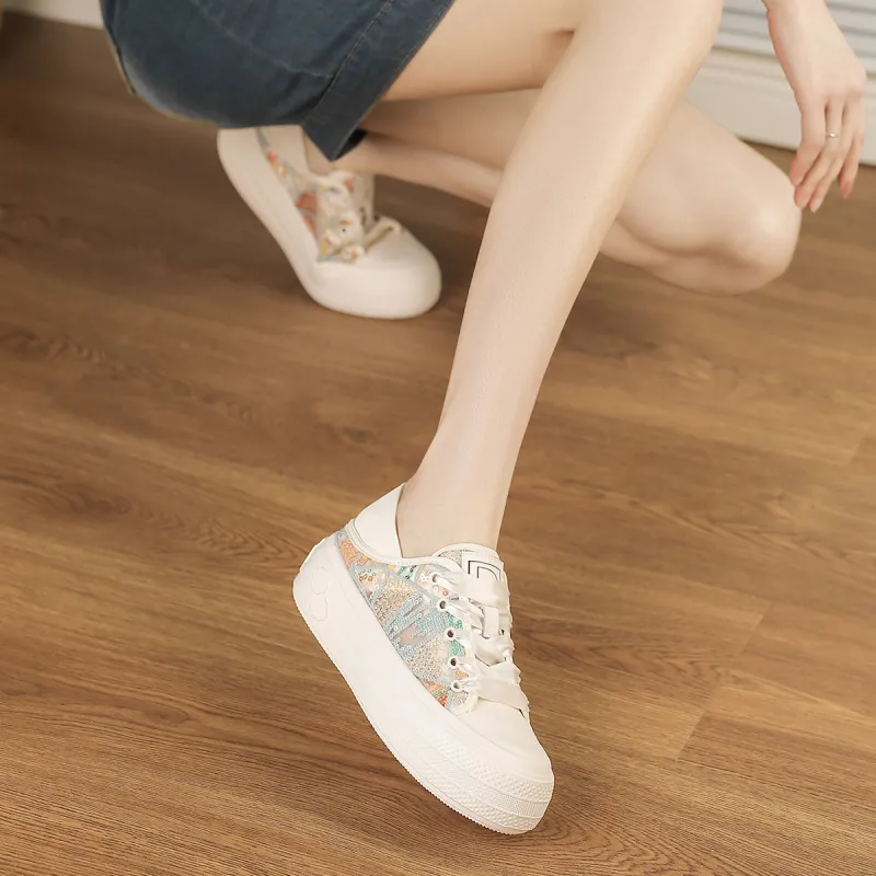 D FUSE SCANDINAVIA White Sneakers Low Top Skateboard Shoes Women's-7