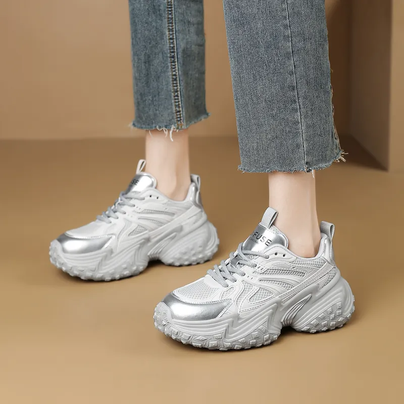 D:FUSE SCANDINAVIA Anti-Slip Wear-Resistant Breathable Support Low-Top Chunky Sneakers Women's-1