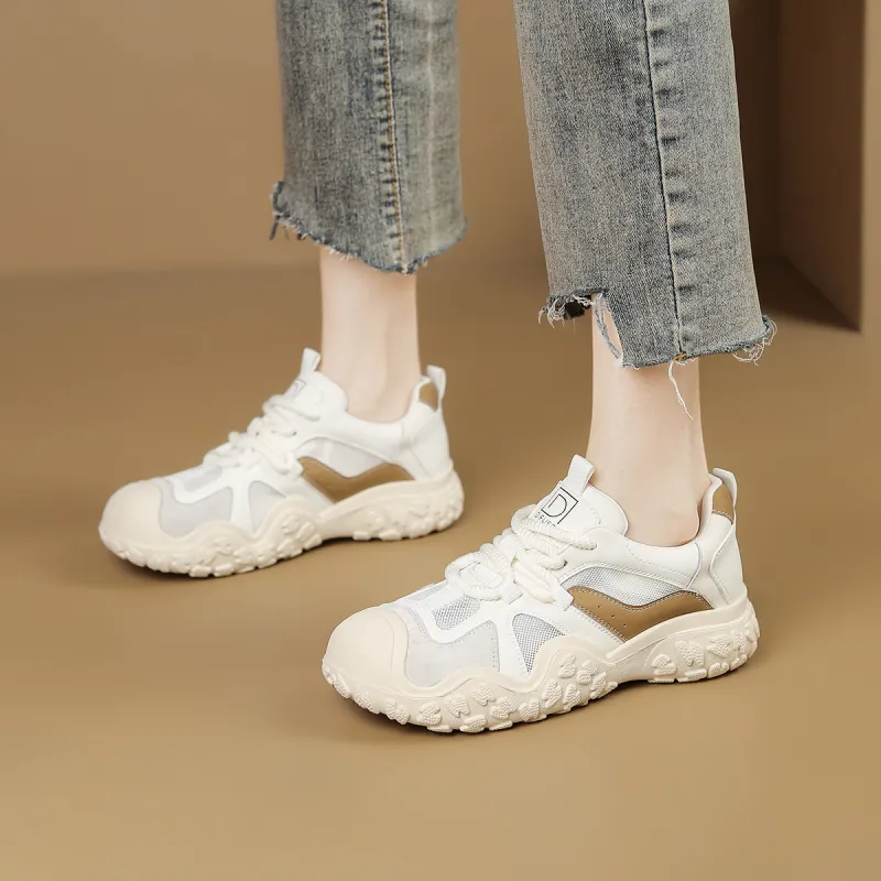 D FUSE SCANDINAVIA Abrasion Resistant Height Increasing Low Top Casual Shoes Women's Ecru-2