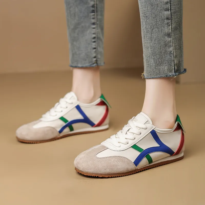 D FUSE SCANDINAVIA Skateboard Shoes Women's Low Top Beige Blue/Beige Silver/Beige Green-11