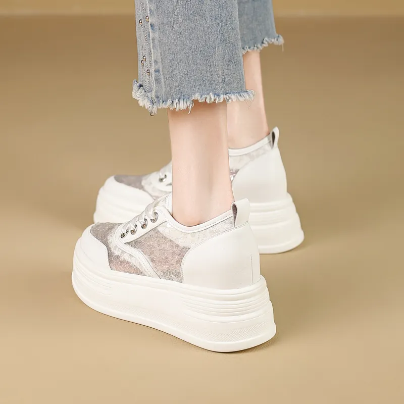 D:FUSE SCANDINAVIA Flat Shoes White Sneakers Low-Top Skateboard Shoes Women's-13
