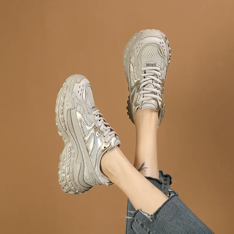 D:FUSE SCANDINAVIA Wear-Resistant Breathable Lightweight Height Increasing Low-Top Chunky Sneakers Women's-45