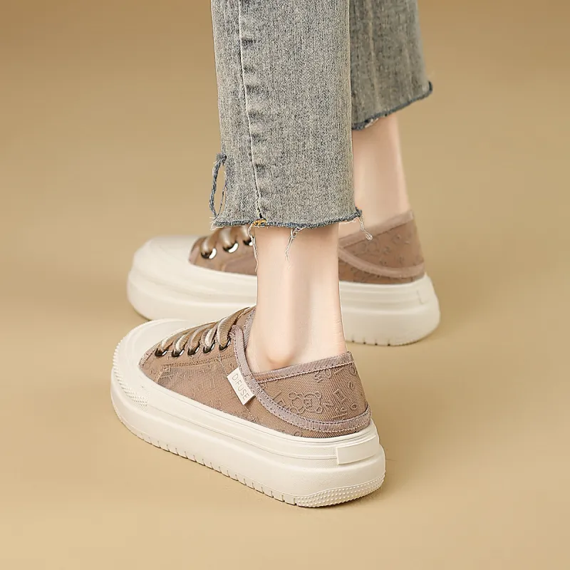 D:FUSE SCANDINAVIA Flat Shoes White Sneakers Anti-Slip And Wear-Resistant Lightweight Low-Top Skateboard Shoes Women's-11