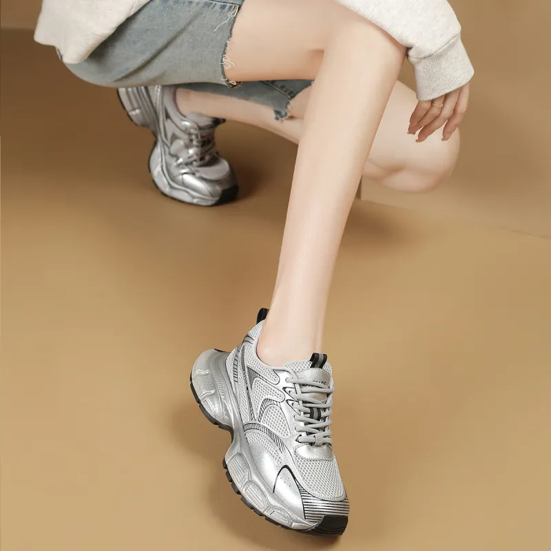 D FUSE SCANDINAVIA Anti Slip And Wear Resistant Lightweight Low Top Chunky Sneakers Women's-5