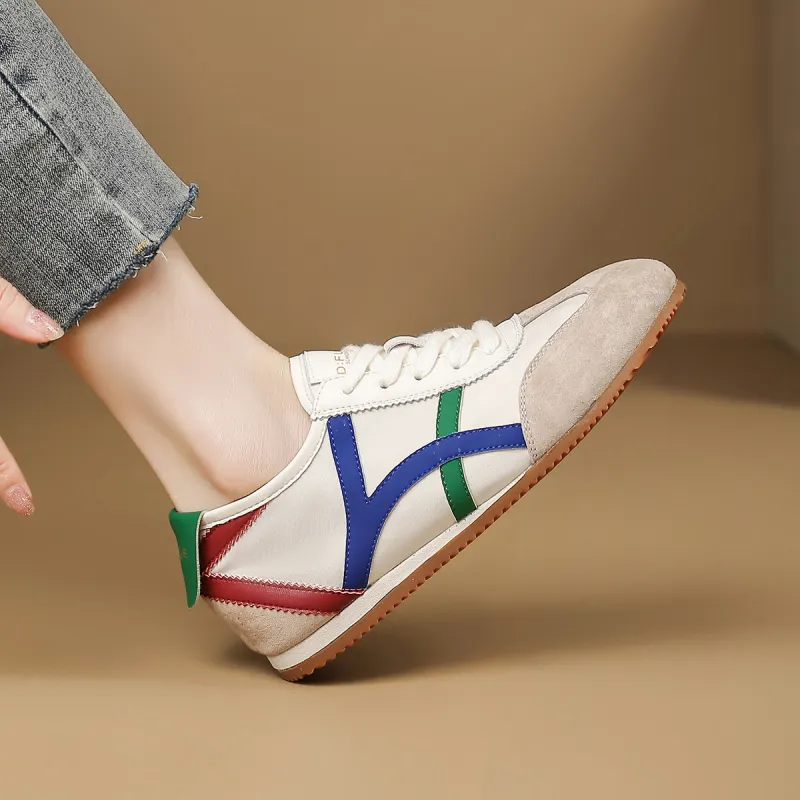 D FUSE SCANDINAVIA Skateboard Shoes Women's Low Top Beige Blue/Beige Silver/Beige Green-12
