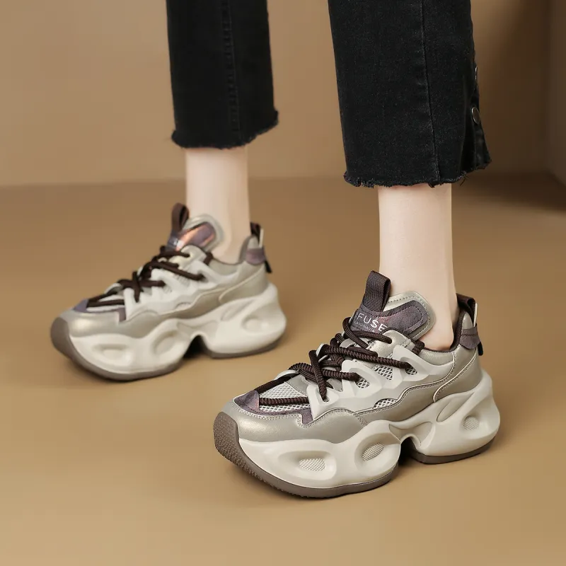 D:FUSE SCANDINAVIA Anti-Slip And Wear-Resistant Breathable Low-Top Chunky Sneakers Women's-13
