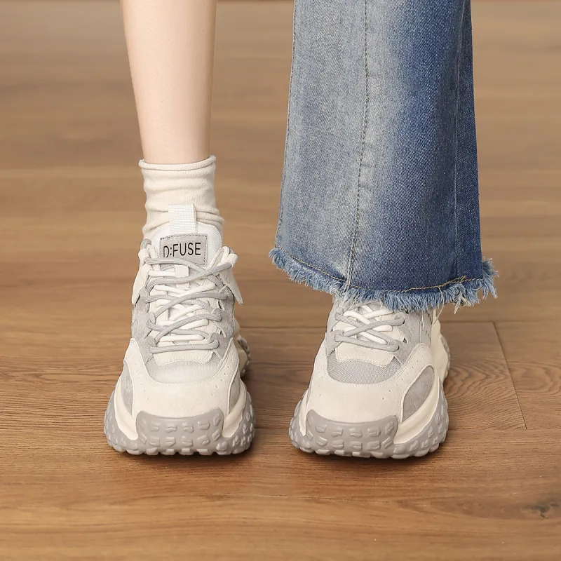 D FUSE SCANDINAVIA Cushioned Wear Resistant Breathable Lightweight Height Increasing Low Top Chunky Sneakers Women's-19