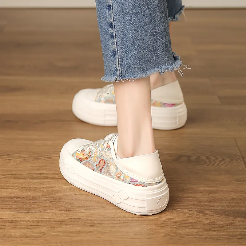 D FUSE SCANDINAVIA White Sneakers Low Top Skateboard Shoes Women's-4