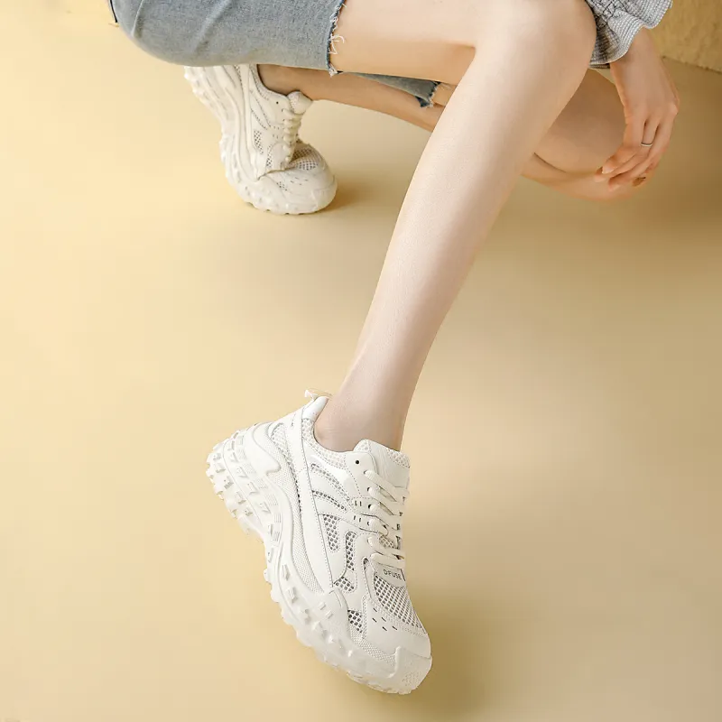 D:FUSE SCANDINAVIA Wear-Resistant Breathable Lightweight Height Increasing Low-Top Chunky Sneakers Women's-28