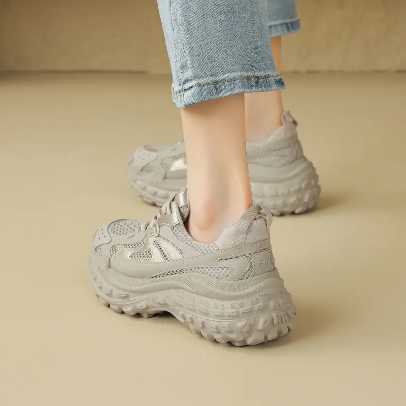 D:FUSE SCANDINAVIA Wear-Resistant Breathable Lightweight Height Increasing Low-Top Chunky Sneakers Women's-18