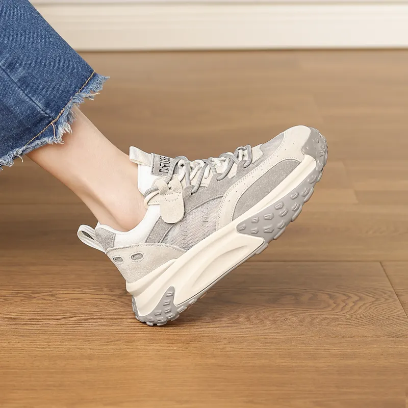 D FUSE SCANDINAVIA Cushioned Wear Resistant Breathable Lightweight Height Increasing Low Top Chunky Sneakers Women's-18