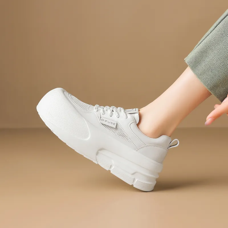 D FUSE SCANDINAVIA White Sneakers Anti Slip And Wear Resistant Lightweight Low Top Skateboard Shoes Women's-3
