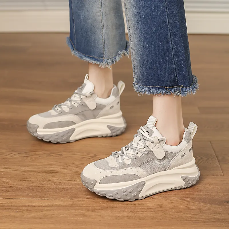 D FUSE SCANDINAVIA Cushioned Wear Resistant Breathable Lightweight Height Increasing Low Top Chunky Sneakers Women's-16