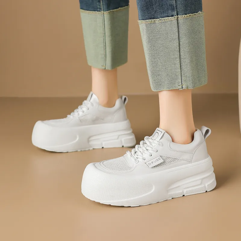 D FUSE SCANDINAVIA White Sneakers Anti Slip And Wear Resistant Lightweight Low Top Skateboard Shoes Women's-5