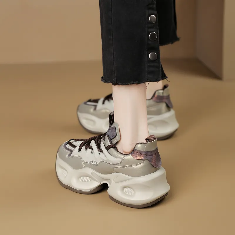 D:FUSE SCANDINAVIA Anti-Slip And Wear-Resistant Breathable Low-Top Chunky Sneakers Women's-14