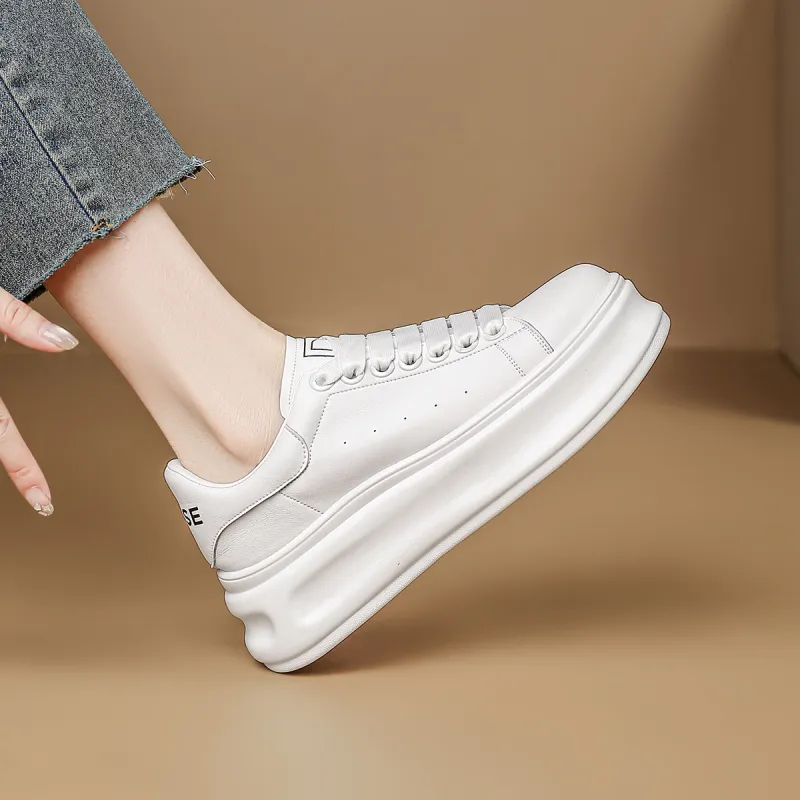 D FUSE SCANDINAVIA White Sneakers Anti Slip And Wear Resistant Lightweight Low Top Skateboard Shoes Women's-5