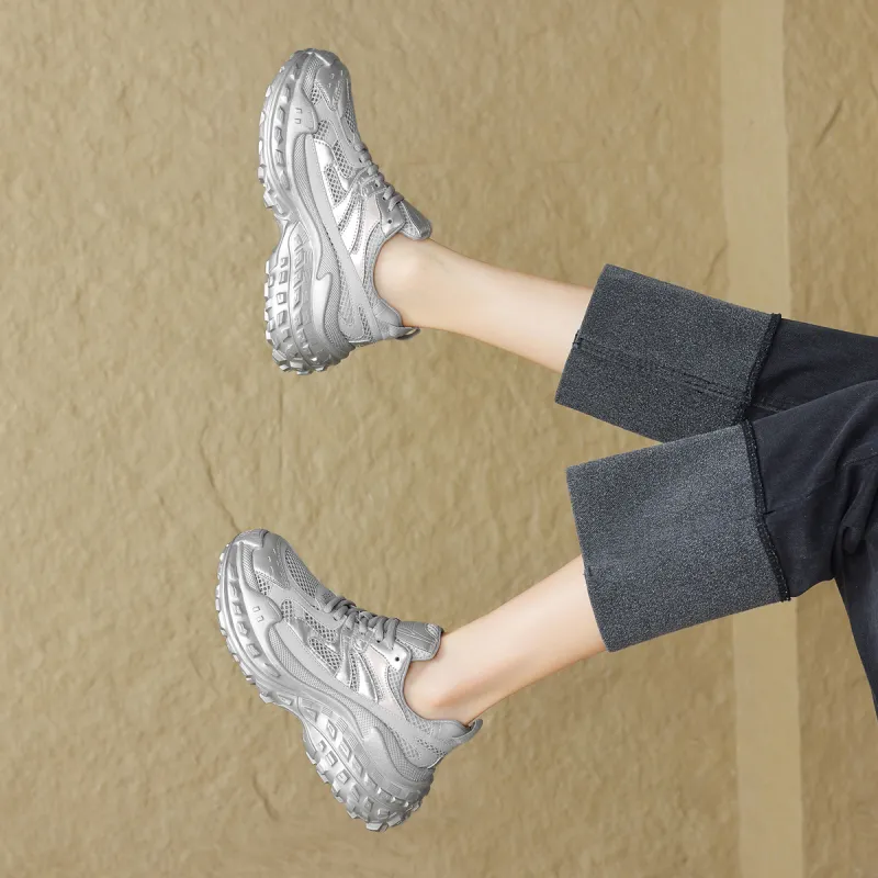 D:FUSE SCANDINAVIA Wear-Resistant Breathable Lightweight Height Increasing Low-Top Chunky Sneakers Women's-38