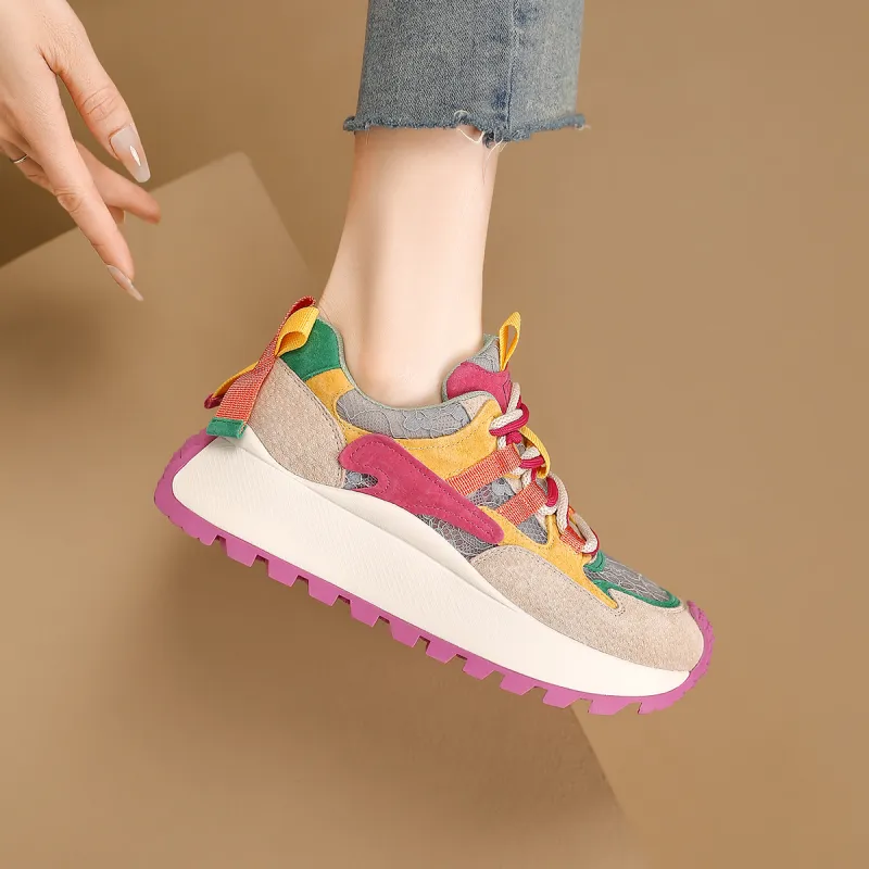 D FUSE SCANDINAVIA Cushioning, Slip Resistant, And Abrasion Resistant Low Top Chunky Sneakers Women's-25