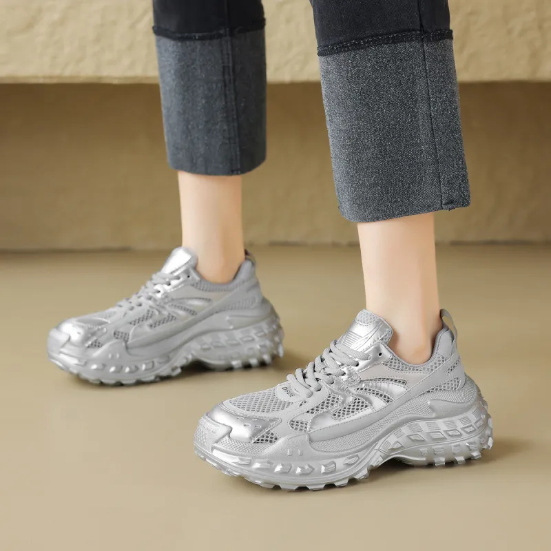 D:FUSE SCANDINAVIA Wear-Resistant Breathable Lightweight Height Increasing Low-Top Chunky Sneakers Women's-39