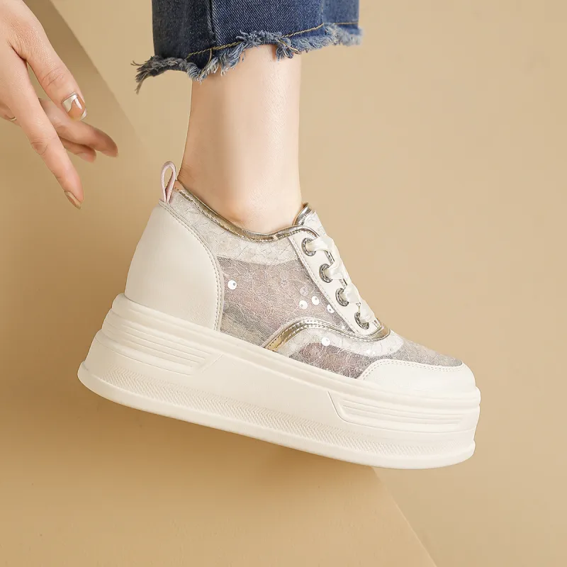 D:FUSE SCANDINAVIA Flat Shoes White Sneakers Low-Top Skateboard Shoes Women's-3