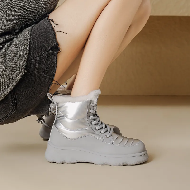 D:FUSE SCANDINAVIA Warm Wear-Resistant Height Increasing Short Snow Boots Women's-1