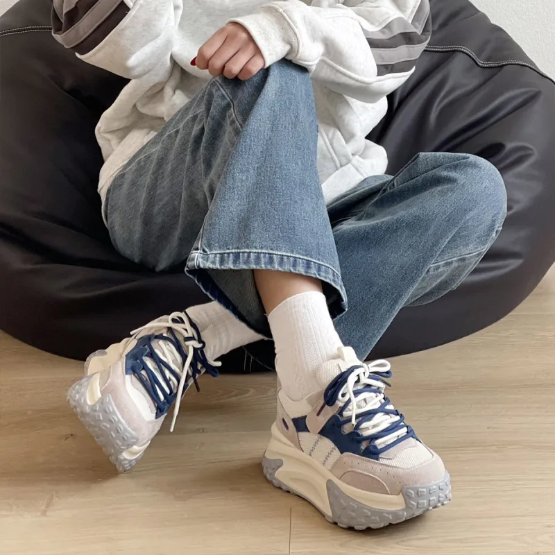 D FUSE SCANDINAVIA Cushioned Wear Resistant Breathable Lightweight Height Increasing Low Top Chunky Sneakers Women's-6
