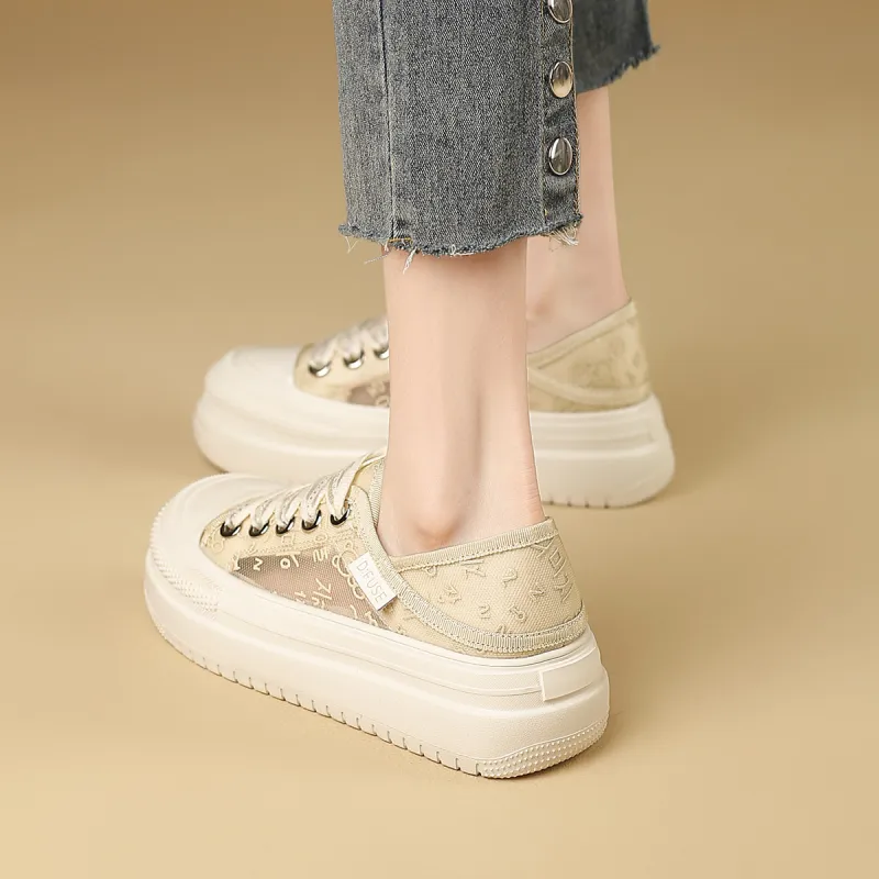 D:FUSE SCANDINAVIA Flat Shoes White Sneakers Anti-Slip And Wear-Resistant Lightweight Low-Top Skateboard Shoes Women's-5
