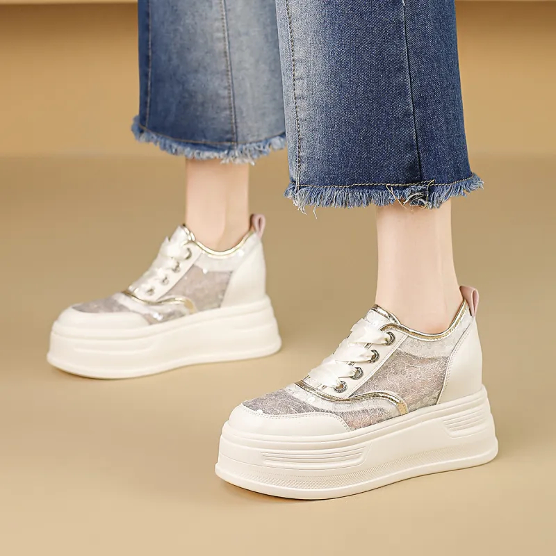 D:FUSE SCANDINAVIA Flat Shoes White Sneakers Low-Top Skateboard Shoes Women's-7