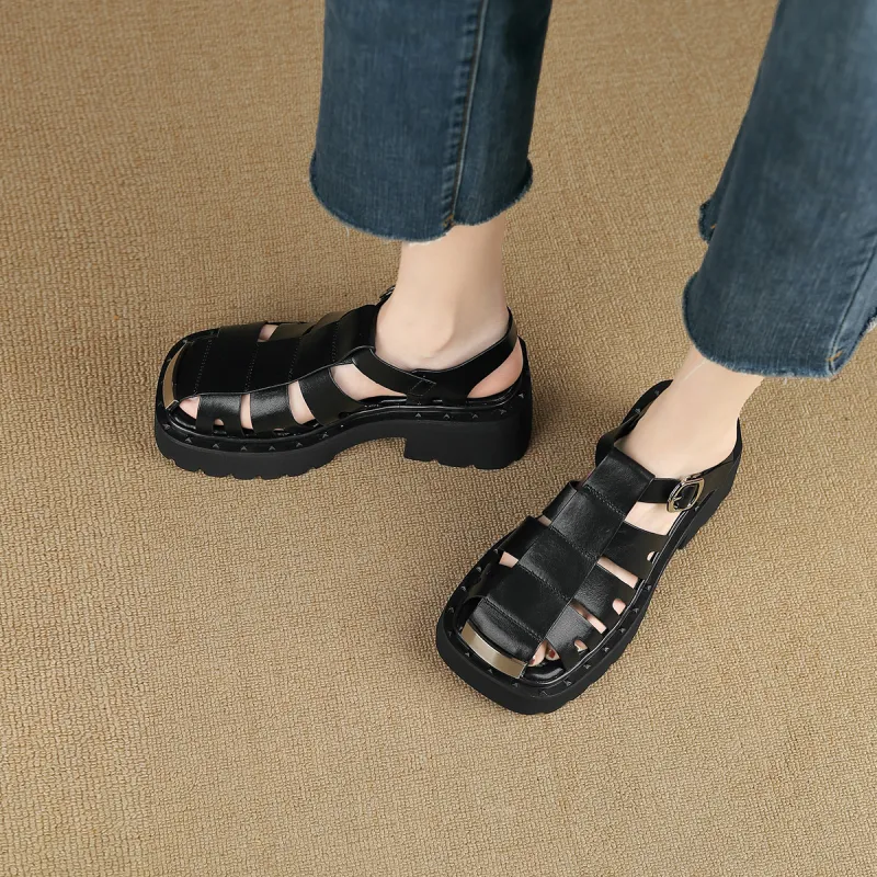 D FUSE SCANDINAVIA Roman Sandals Women's Black-6