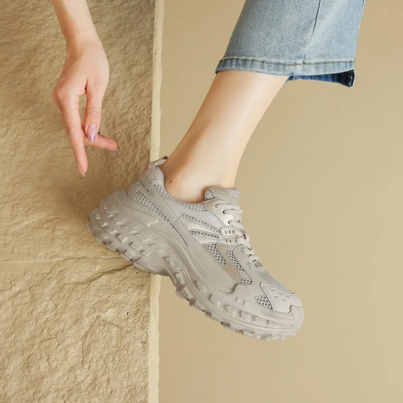 D:FUSE SCANDINAVIA Wear-Resistant Breathable Lightweight Height Increasing Low-Top Chunky Sneakers Women's-22