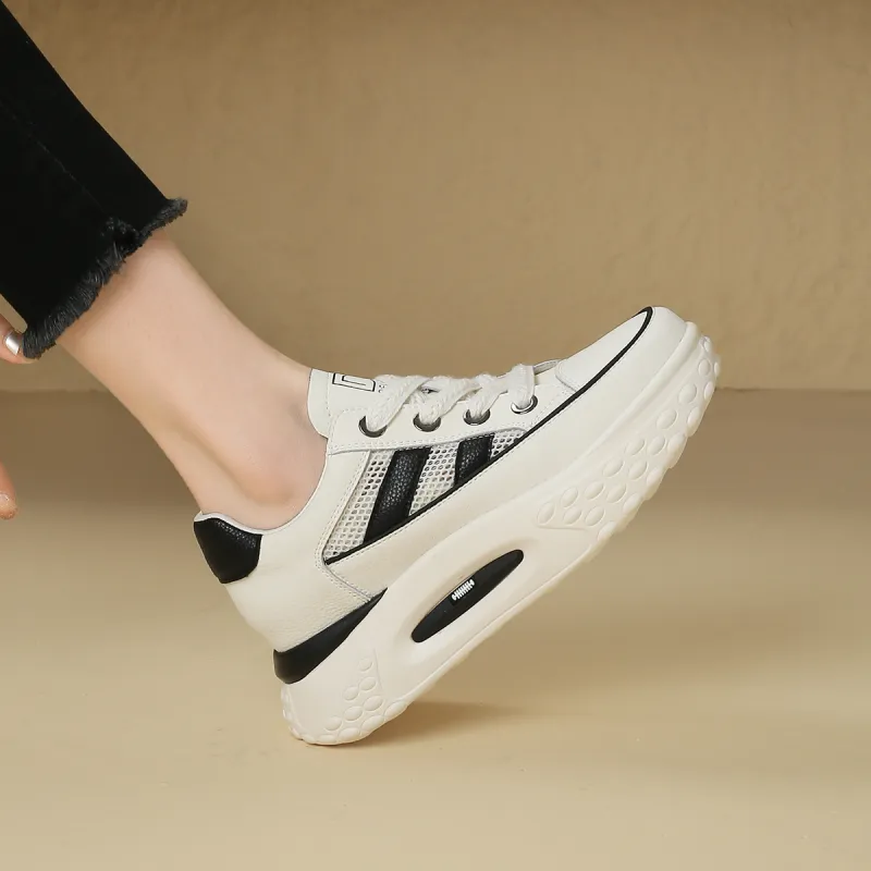 D FUSE SCANDINAVIA Athletic Shoes Lightweight Height Increasing Low Top Skateboard Shoes Women's Beige White Black-10