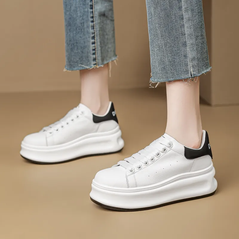 D FUSE SCANDINAVIA White Sneakers Anti Slip And Wear Resistant Lightweight Low Top Skateboard Shoes Women's-12