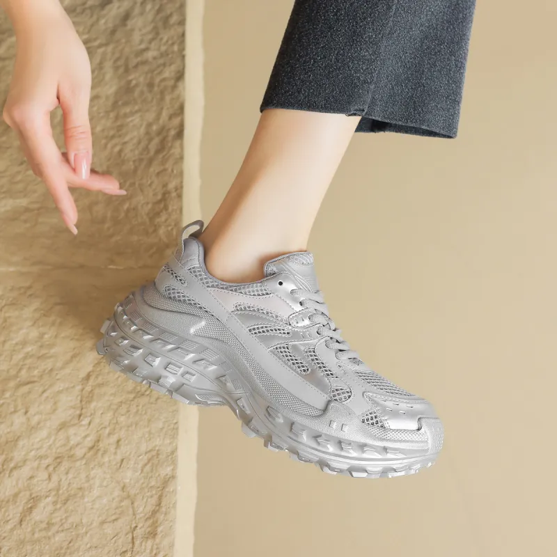 D:FUSE SCANDINAVIA Wear-Resistant Breathable Lightweight Height Increasing Low-Top Chunky Sneakers Women's-37