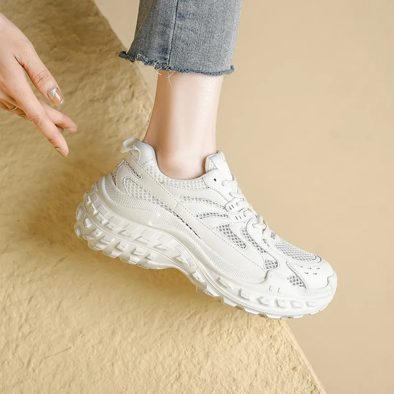 D:FUSE SCANDINAVIA Wear-Resistant Breathable Lightweight Height Increasing Low-Top Chunky Sneakers Women's-26