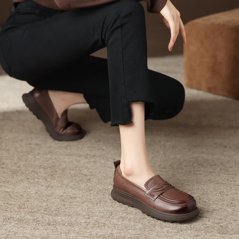 D:FUSE SCANDINAVIA JK Uniform Women's Small Leather Shoes Commute Casual Shoes Loafers Women's-10