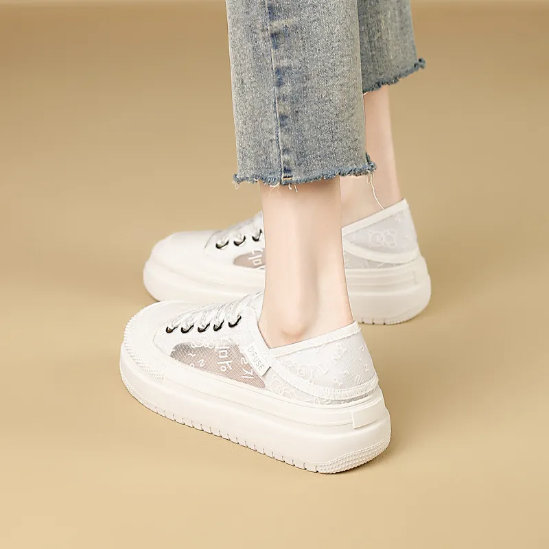 D:FUSE SCANDINAVIA Flat Shoes White Sneakers Anti-Slip And Wear-Resistant Lightweight Low-Top Skateboard Shoes Women's-16