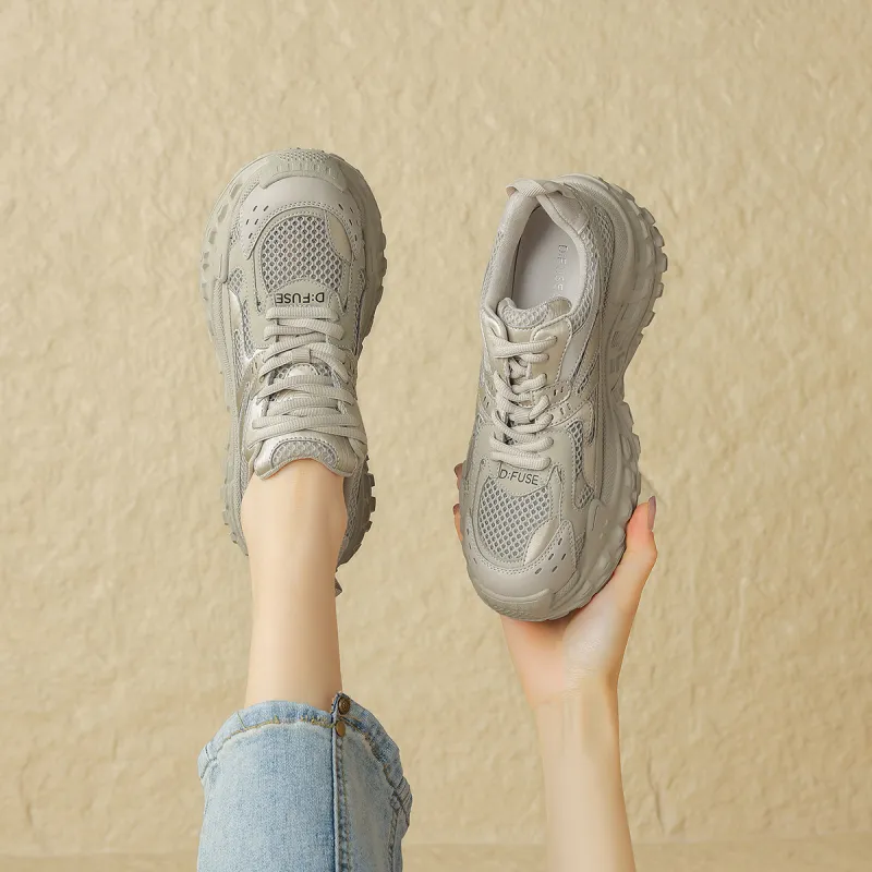 D:FUSE SCANDINAVIA Wear-Resistant Breathable Lightweight Height Increasing Low-Top Chunky Sneakers Women's-23