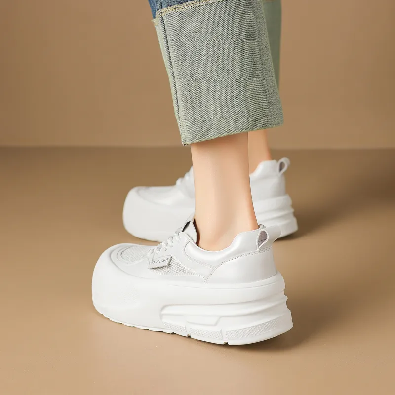 D FUSE SCANDINAVIA White Sneakers Anti Slip And Wear Resistant Lightweight Low Top Skateboard Shoes Women's-2