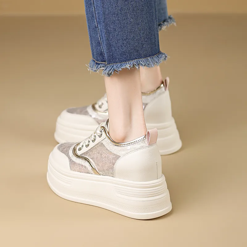D:FUSE SCANDINAVIA Flat Shoes White Sneakers Low-Top Skateboard Shoes Women's-6