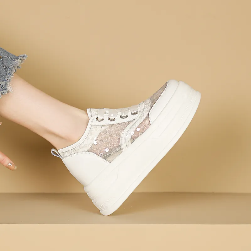 D:FUSE SCANDINAVIA Flat Shoes White Sneakers Low-Top Skateboard Shoes Women's-11