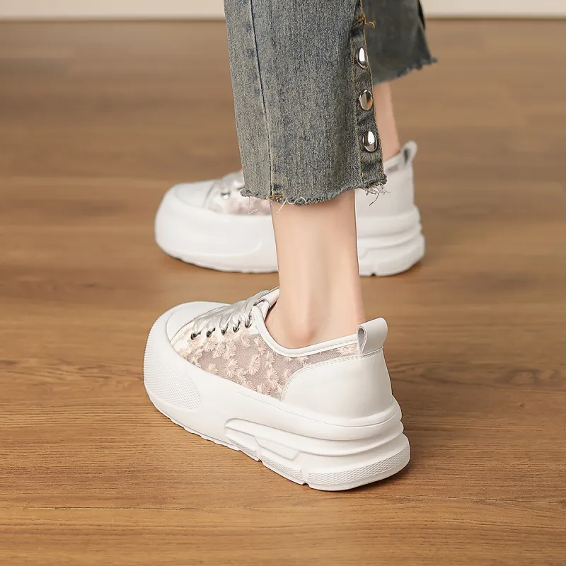D:FUSE SCANDINAVIA White Sneakers Low-Top Skateboard Shoes Women's-4