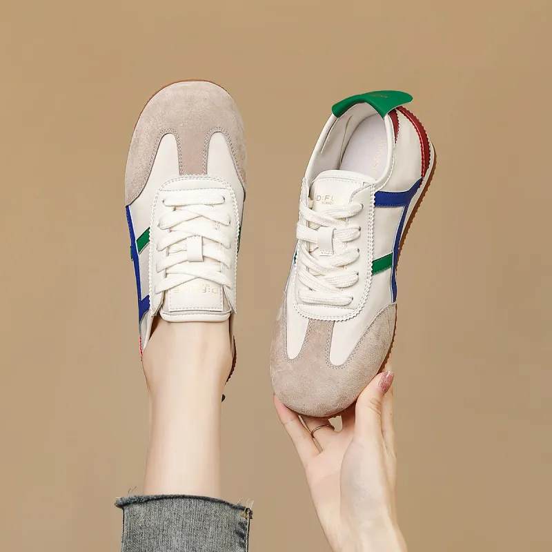 D FUSE SCANDINAVIA Skateboard Shoes Women's Low Top Beige Blue/Beige Silver/Beige Green-13
