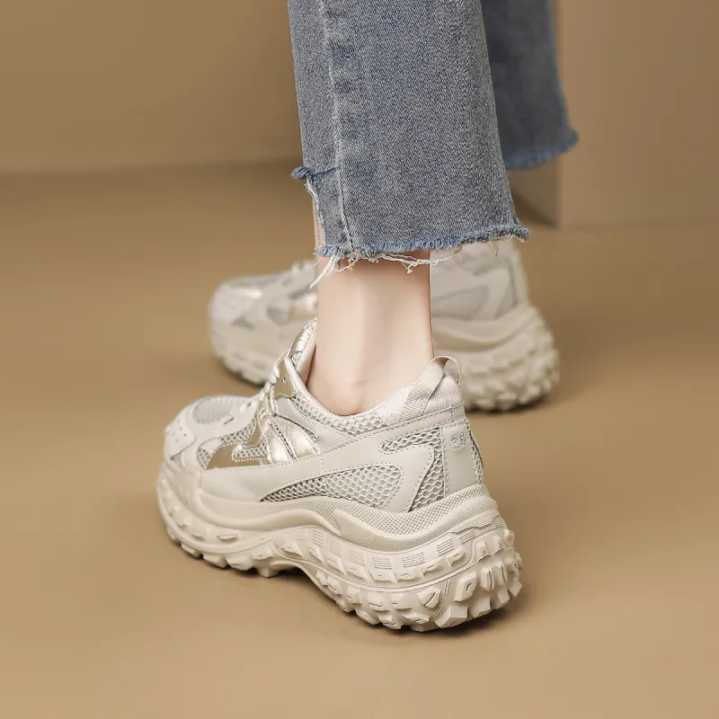 D:FUSE SCANDINAVIA Wear-Resistant Breathable Lightweight Height Increasing Low-Top Chunky Sneakers Women's-8