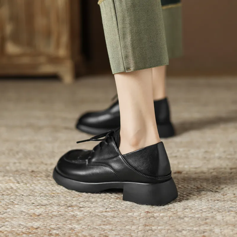 D:FUSE SCANDINAVIA JK Uniform Women's Small Leather Shoes Loafers Women's Casual Shoes Women's-4