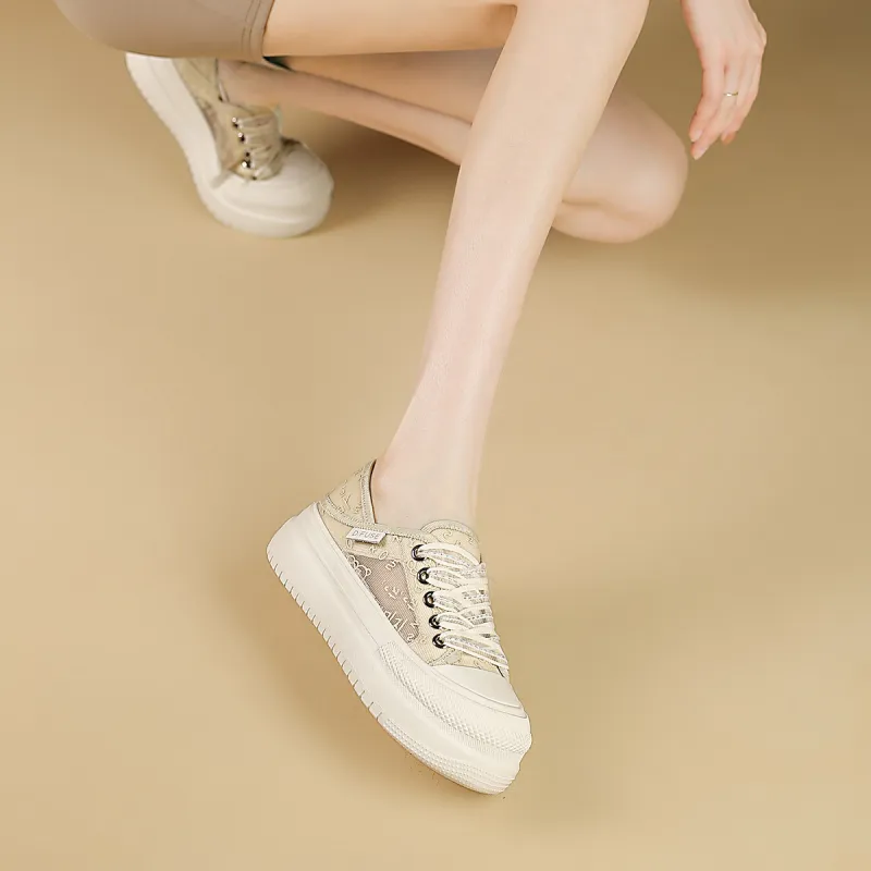 D:FUSE SCANDINAVIA Flat Shoes White Sneakers Anti-Slip And Wear-Resistant Lightweight Low-Top Skateboard Shoes Women's-4
