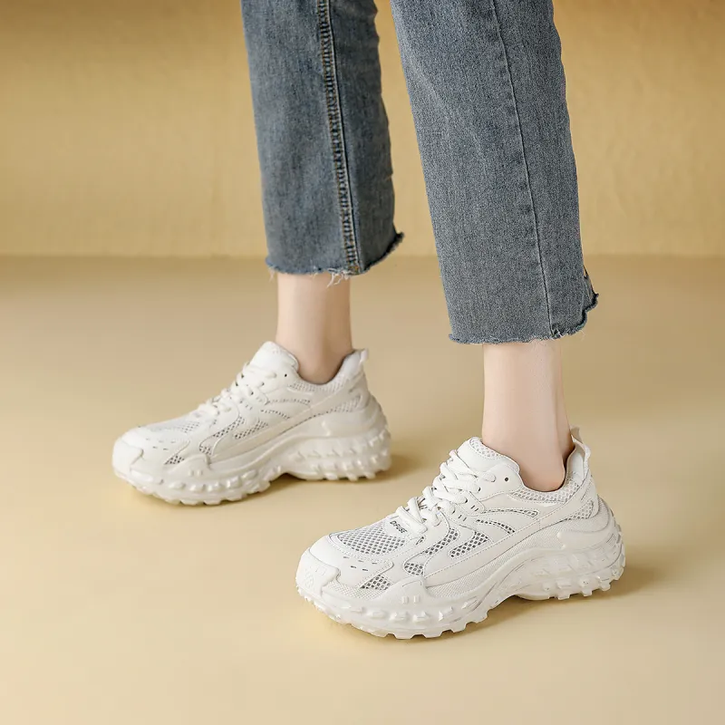 D:FUSE SCANDINAVIA Wear-Resistant Breathable Lightweight Height Increasing Low-Top Chunky Sneakers Women's-29