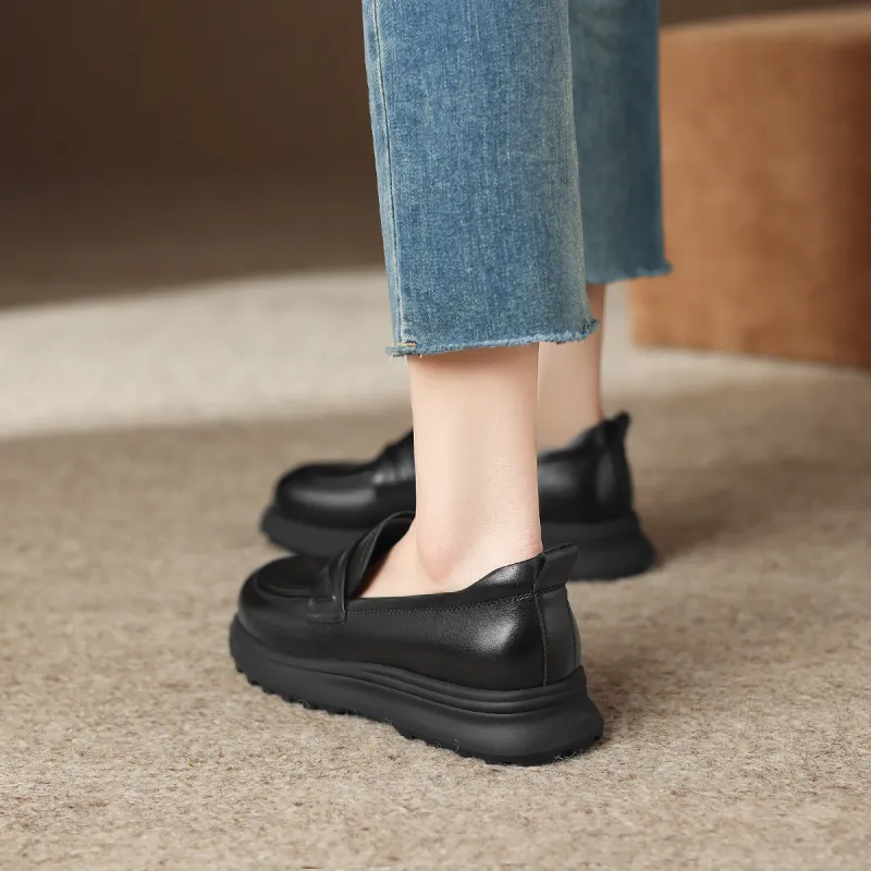 D:FUSE SCANDINAVIA JK Uniform Women's Small Leather Shoes Commute Casual Shoes Loafers Women's-5